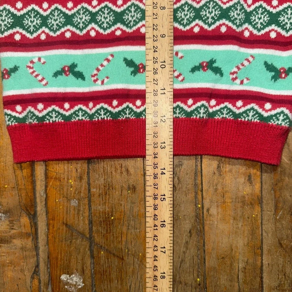 Disney Minnie Mouse Christmas Sweater Girls Size 3 Red Knit Ribbed Hem Crew Neck